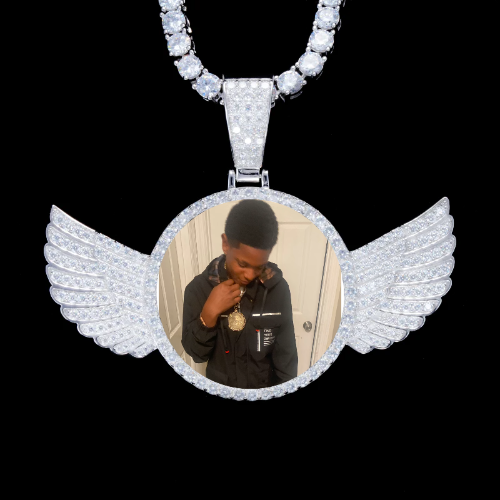 925S & VVS Moissanite 3D Wing Custom Picture Pendant