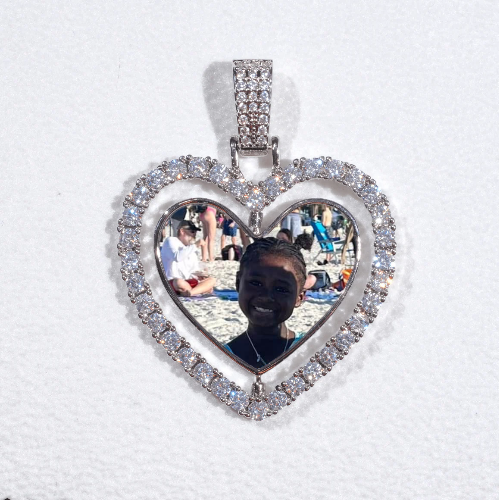 3D Spinning 2-Faced Heart Custom Picture Pendant