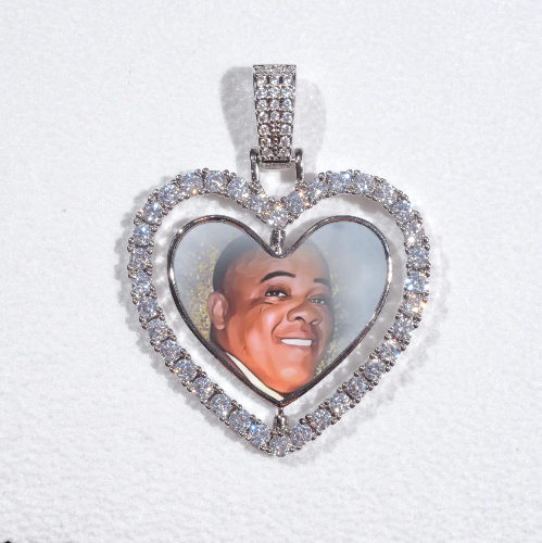 3D Spinning 2-Faced Heart Custom Picture Pendant