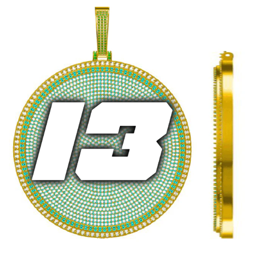CUSTOM LETTER NECKLACE 3D BIG DISC