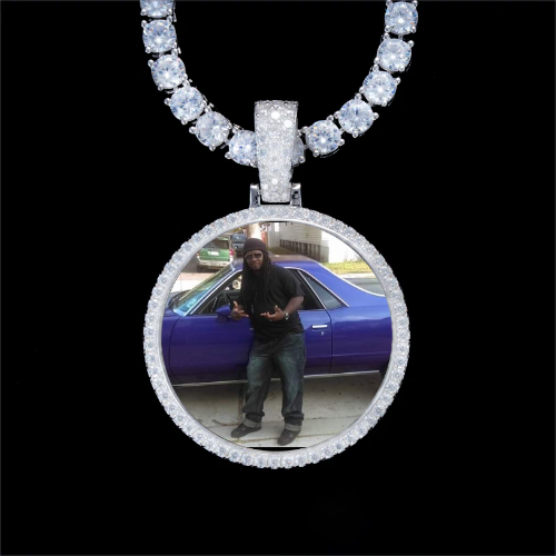 925S & VVS Moissanite 3D Circle Custom Picture Pendant