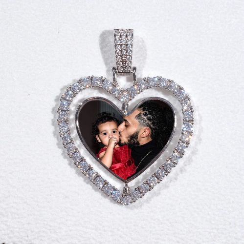 3D Spinning 2-Faced Heart Custom Picture Pendant