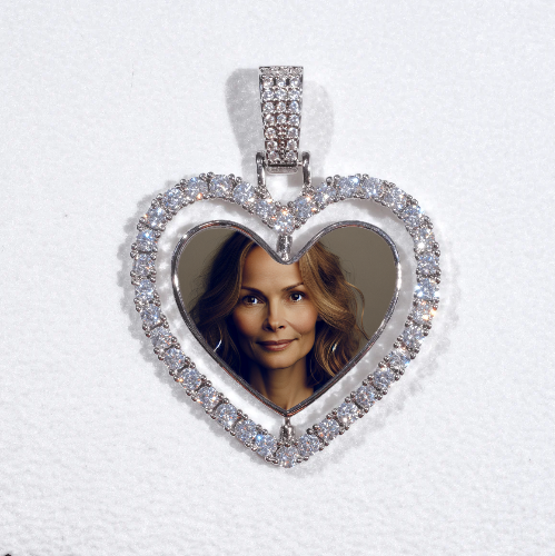 3D Spinning 2-Faced Heart Custom Picture Pendant