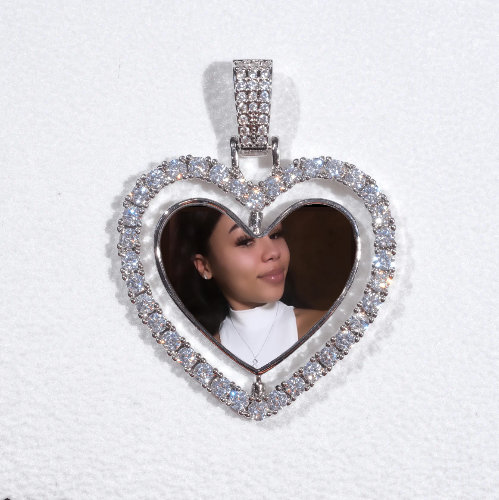 3D Spinning 2-Faced Heart Custom Picture Pendant
