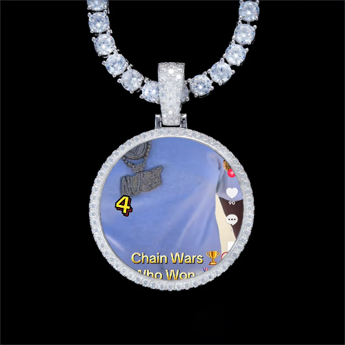 925S & VVS Moissanite 3D Circle Custom Picture Pendant