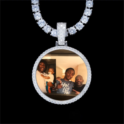 925S & VVS Moissanite 3D Circle Custom Picture Pendant