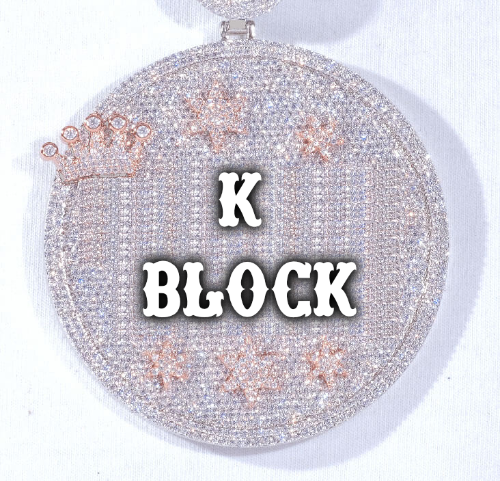 CUSTOM LETTER NECKLACE 3D BIG CROWN DISC
