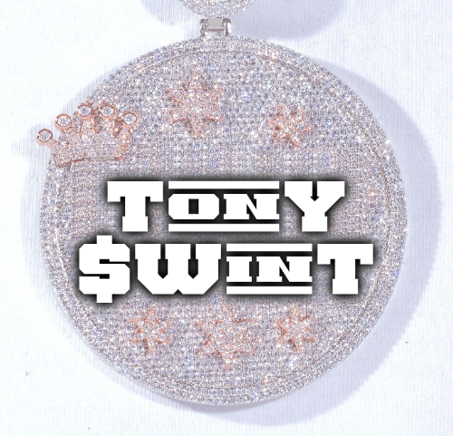 CUSTOM LETTER NECKLACE 3D BIG CROWN DISC