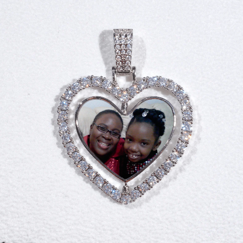 3D Spinning 2-Faced Heart Custom Picture Pendant