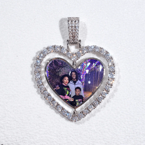 3D Spinning 2-Faced Heart Custom Picture Pendant