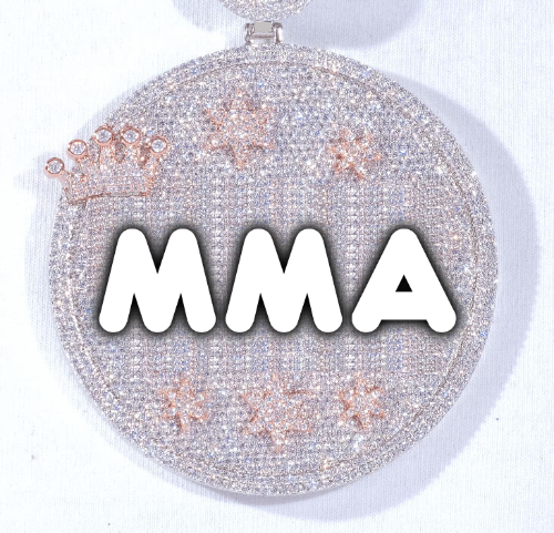 CUSTOM LETTER NECKLACE 3D BIG CROWN DISC