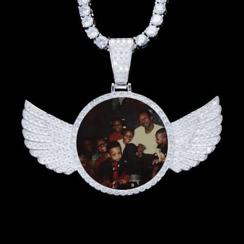 925S & VVS Moissanite 3D Wing Custom Picture Pendant