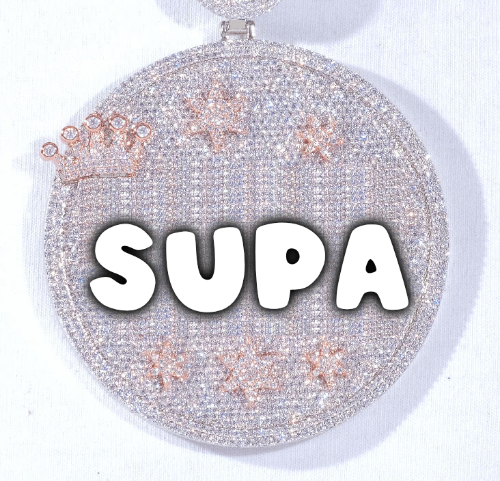 CUSTOM LETTER NECKLACE 3D BIG CROWN DISC