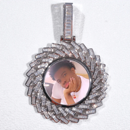 Large 3D Baguette Custom Picture Pendant