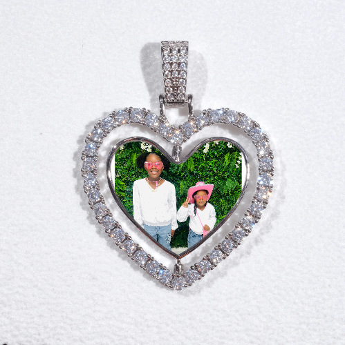3D Spinning 2-Faced Heart Custom Picture Pendant