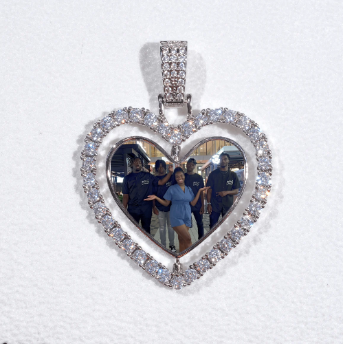 3D Spinning 2-Faced Heart Custom Picture Pendant