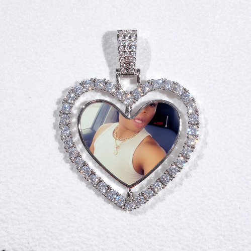 3D Spinning 2-Faced Heart Custom Picture Pendant
