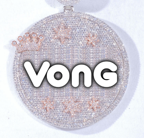 CUSTOM LETTER NECKLACE 3D BIG CROWN DISC