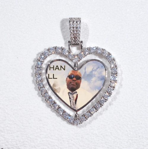 3D Spinning 2-Faced Heart Custom Picture Pendant