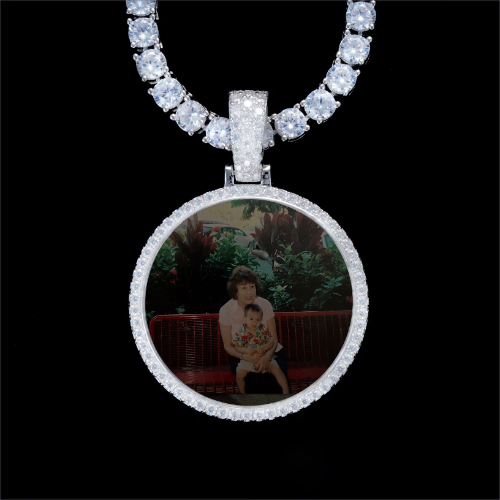 925S & VVS Moissanite 3D Circle Custom Picture Pendant