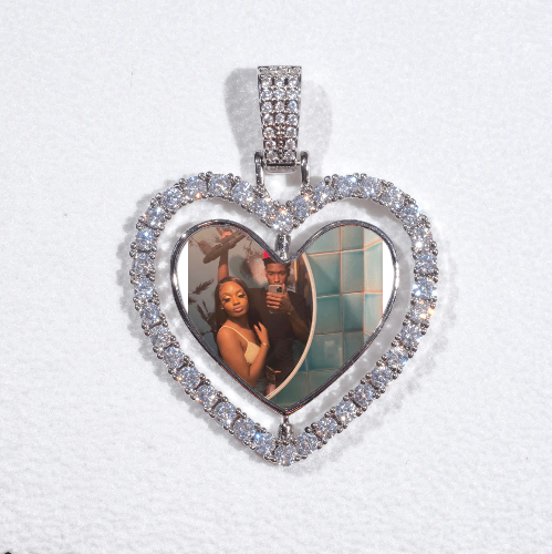3D Spinning 2-Faced Heart Custom Picture Pendant