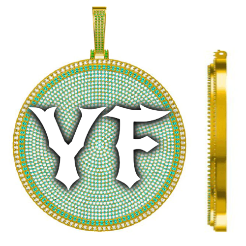 CUSTOM LETTER NECKLACE 3D BIG DISC