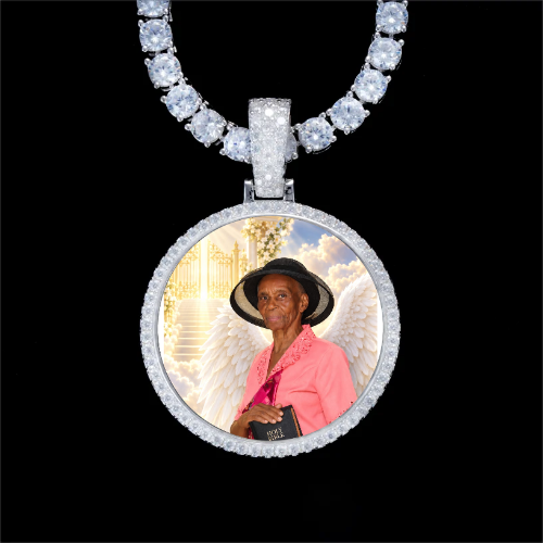 925S & VVS Moissanite 3D Circle Custom Picture Pendant