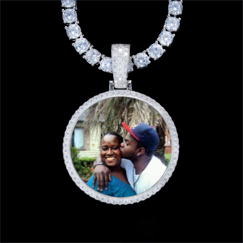 925S & VVS Moissanite 3D Circle Custom Picture Pendant