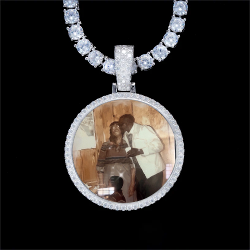 925S & VVS Moissanite 3D Circle Custom Picture Pendant
