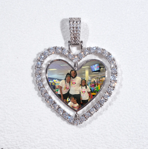 3D Spinning 2-Faced Heart Custom Picture Pendant