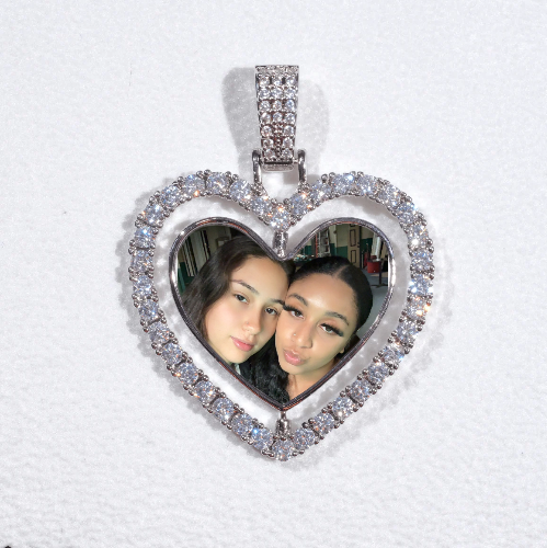 3D Spinning 2-Faced Heart Custom Picture Pendant