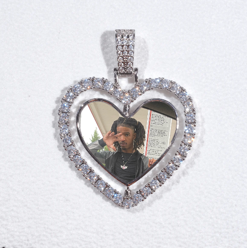 3D Spinning 2-Faced Heart Custom Picture Pendant