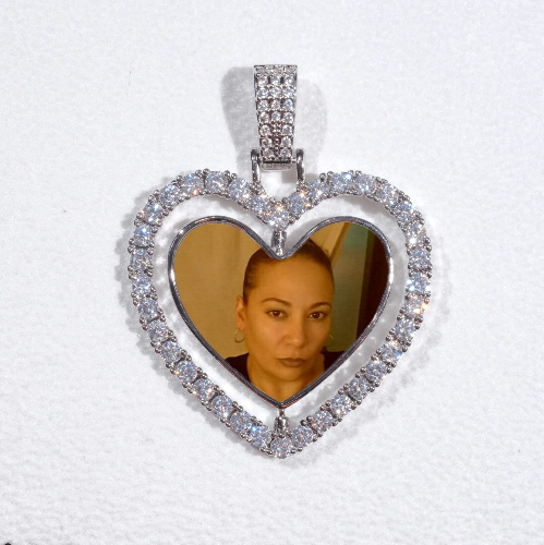 3D Spinning 2-Faced Heart Custom Picture Pendant