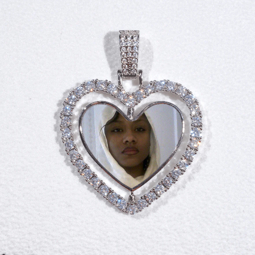 3D Spinning 2-Faced Heart Custom Picture Pendant