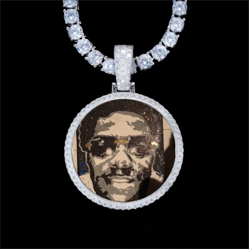 925S & VVS Moissanite 3D Circle Custom Picture Pendant