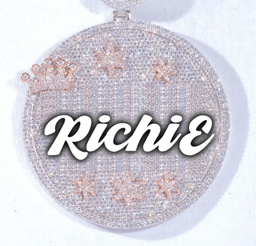 CUSTOM LETTER NECKLACE 3D BIG CROWN DISC