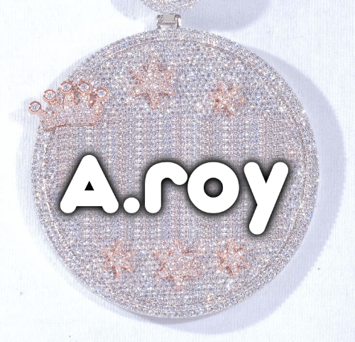 CUSTOM LETTER NECKLACE 3D BIG CROWN DISC