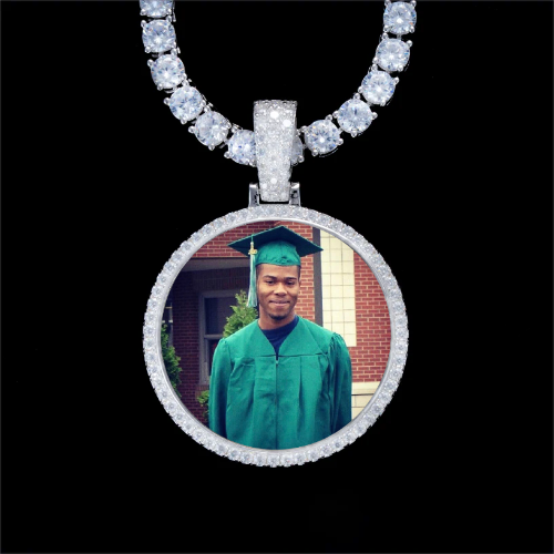925S & VVS Moissanite 3D Circle Custom Picture Pendant