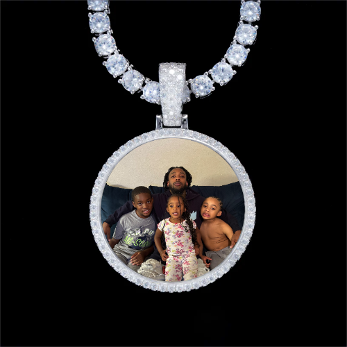 925S & VVS Moissanite 3D Circle Custom Picture Pendant
