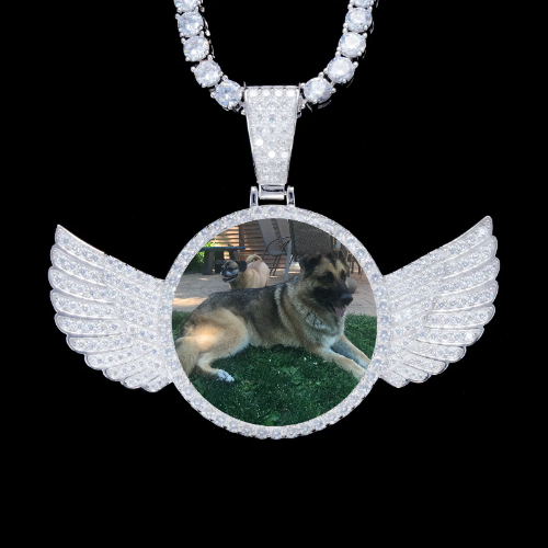 925S & VVS Moissanite 3D Wing Custom Picture Pendant