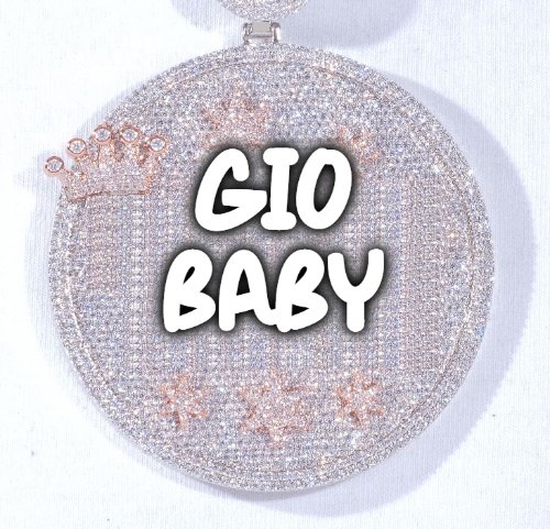 CUSTOM LETTER NECKLACE 3D BIG CROWN DISC