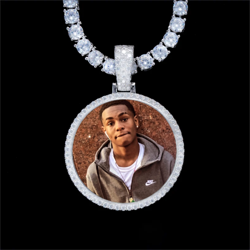 925S & VVS Moissanite 3D Circle Custom Picture Pendant
