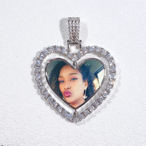 3D Spinning 2-Faced Heart Custom Picture Pendant
