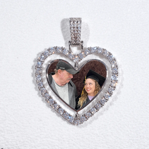 3D Spinning 2-Faced Heart Custom Picture Pendant