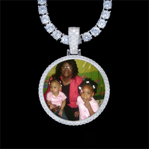 925S & VVS Moissanite 3D Circle Custom Picture Pendant