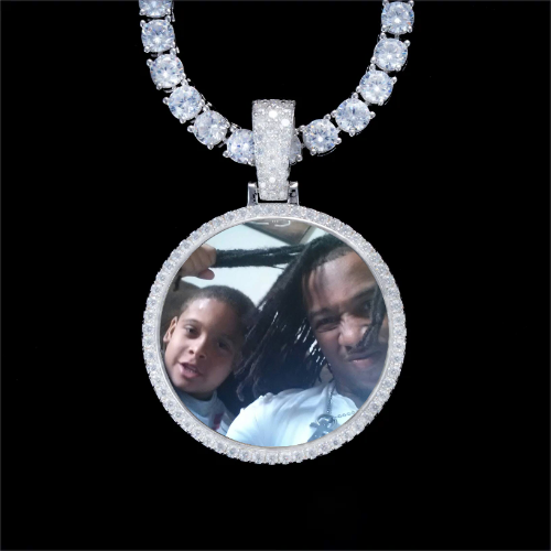 925S & VVS Moissanite 3D Circle Custom Picture Pendant