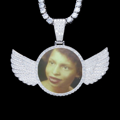 925S & VVS Moissanite 3D Wing Custom Picture Pendant