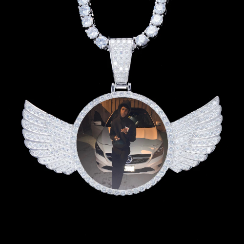925S & VVS Moissanite 3D Wing Custom Picture Pendant