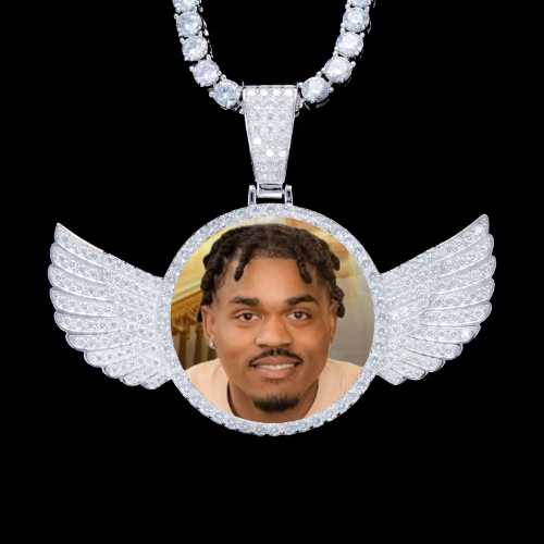 925S & VVS Moissanite 3D Wing Custom Picture Pendant