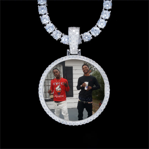 925S & VVS Moissanite 3D Circle Custom Picture Pendant